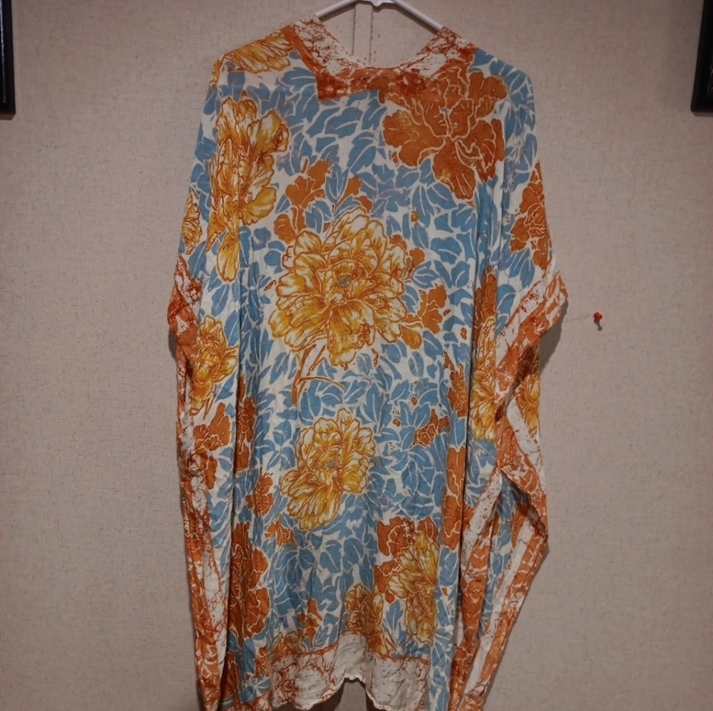 Rafe Accesorio Orange and Blue Boxy Short Sleeve Tunic - Picture 4 of 4